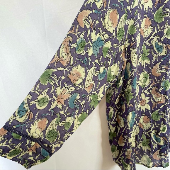 Lucky Brand Blouse Long Sleeve Floral Purple Lavender 3x Career Top - Picture 5 of 10